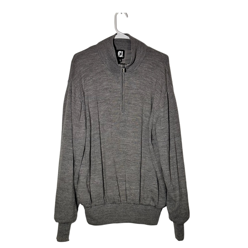 Footjoy Men’s 100% Wool 1/4 Zip Sweater Performance Lined Gray Golf Size Medium